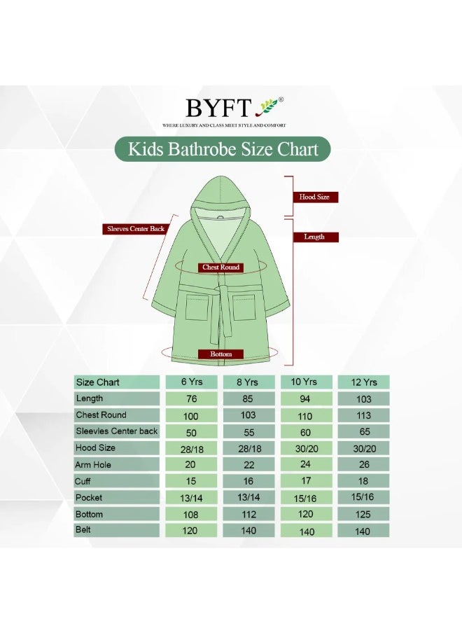 Daffodil (Green) Premium 10 Year Kids Hooded Bathrobe (120x124 Cm) Terry Cotton, Highly Absorbent and Quick dry, Hotel and Spa Quality Bathrobe for Boy and Girl-400 Gsm