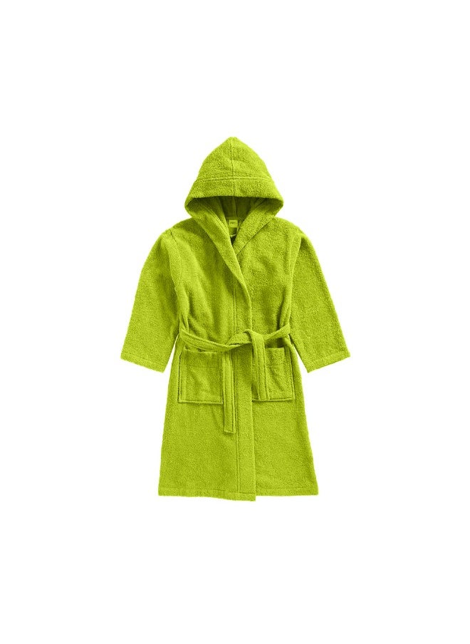 Daffodil (Green) Premium 10 Year Kids Hooded Bathrobe (120x124 Cm) Terry Cotton, Highly Absorbent and Quick dry, Hotel and Spa Quality Bathrobe for Boy and Girl-400 Gsm
