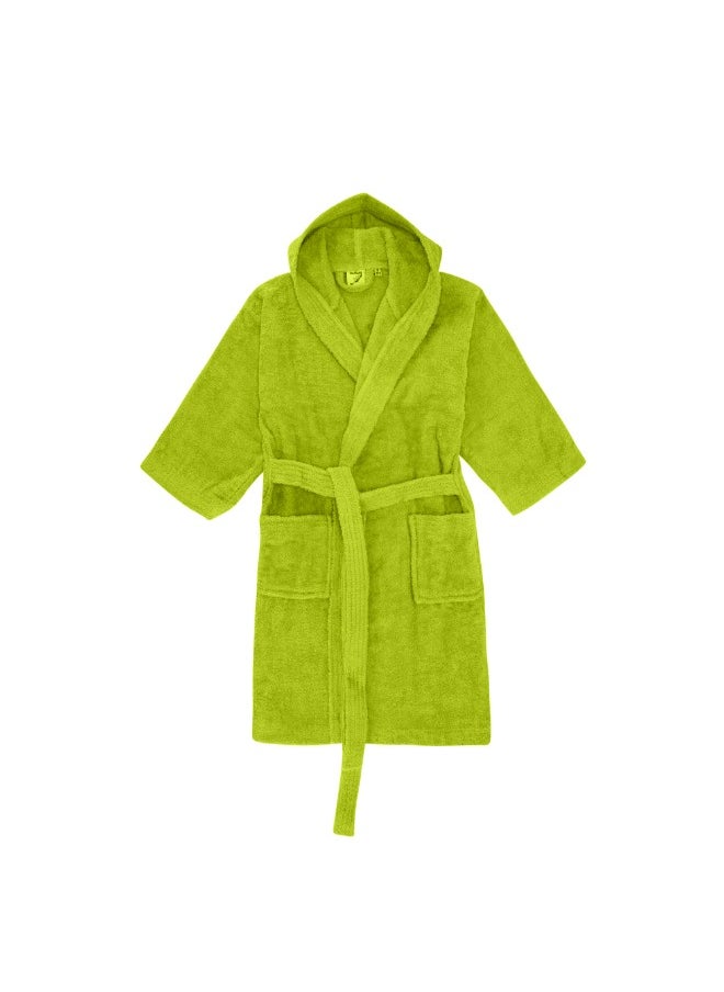 Daffodil (Green) Premium 10 Year Kids Hooded Bathrobe (120x124 Cm) Terry Cotton, Highly Absorbent and Quick dry, Hotel and Spa Quality Bathrobe for Boy and Girl-400 Gsm