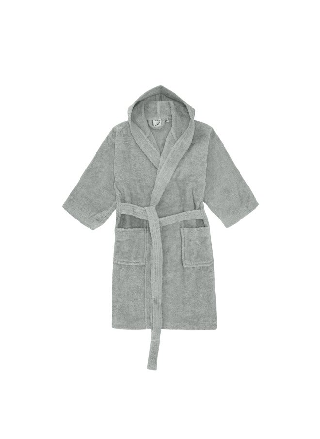 Daffodil (Grey) Premium 12 Year Kids Hooded Bathrobe (125x133 Cm) Terry Cotton, Highly Absorbent and Quick dry, Hotel and Spa Quality Bathrobe for Boy and Girl-400 Gsm