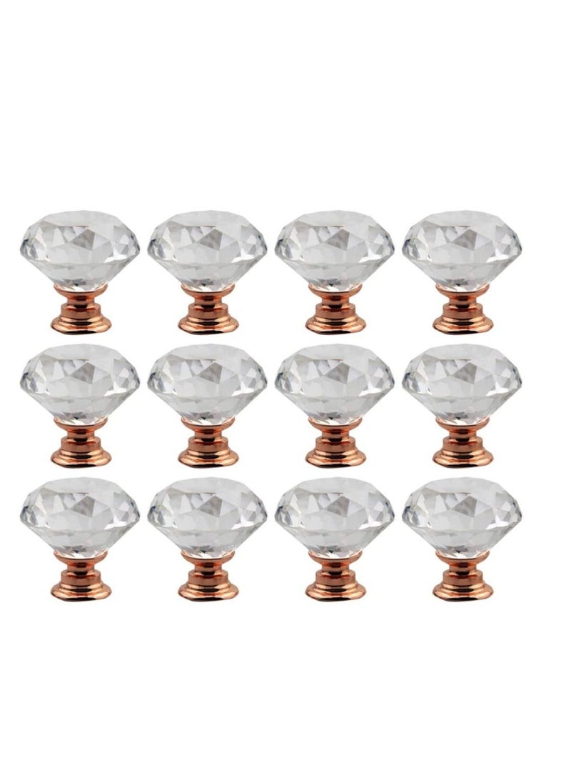 Dresser Crystal Knobs Drawer Knobs Pulls Cabinet Handle for Home Office Kitchen Wardrobe Cupboard 12pcs 30mm