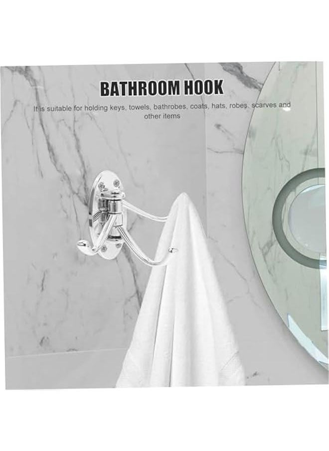 3pcs Bathroom Hanger Hooks Coat Hooks for Wall Triple Hanging Hooks Swing Arm Hangers Swing Arm Towel Rack Strips Heavy Duty Key Hook Clothing Trident Hook to Rotate