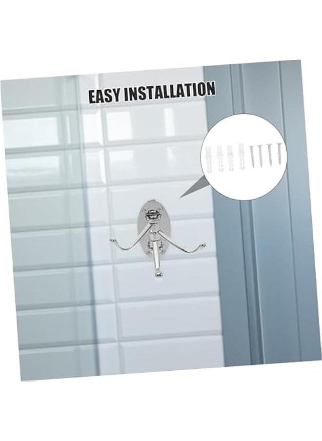 3pcs Bathroom Hanger Hooks Coat Hooks for Wall Triple Hanging Hooks Swing Arm Hangers Swing Arm Towel Rack Strips Heavy Duty Key Hook Clothing Trident Hook to Rotate