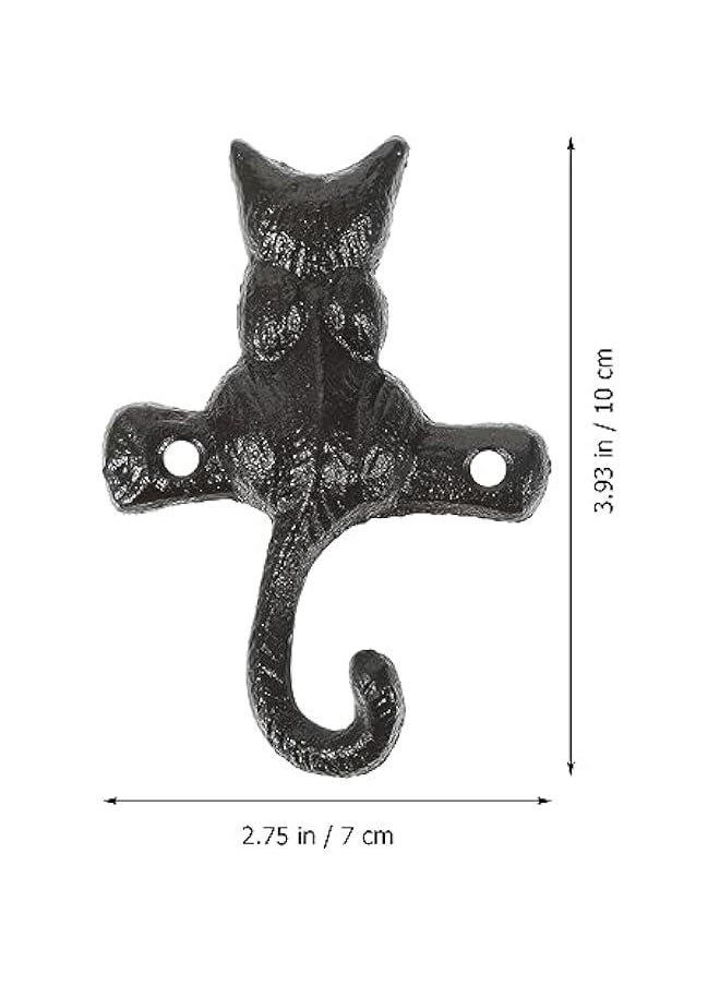 2pcs European Classical Cast Iron Cat Hook Iron Hanging Hooks Cat Wall Hooks Metal Clothes Hanger Black Cat Hook Single Key Hook Vintage Wall Hooks Wall Mount Hook Animal Coat