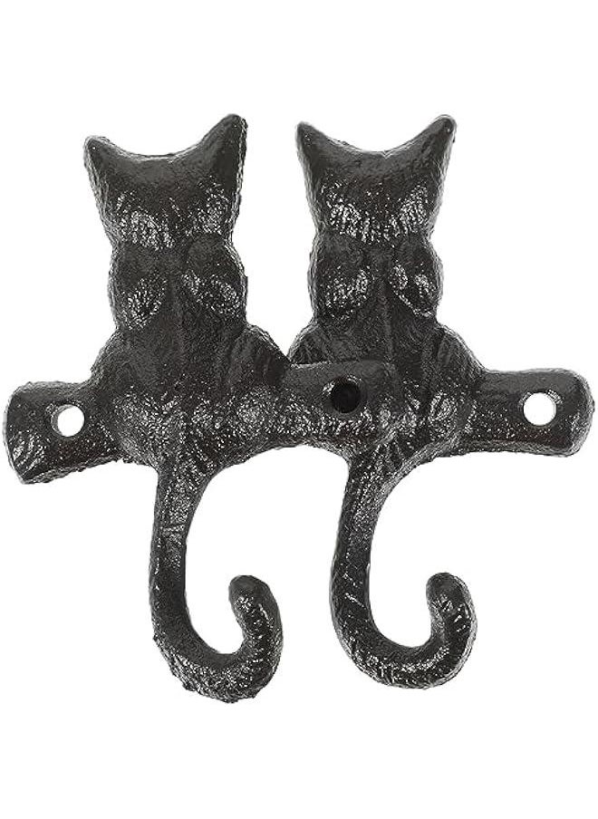 2pcs European Classical Cast Iron Cat Hook Iron Hanging Hooks Cat Wall Hooks Metal Clothes Hanger Black Cat Hook Single Key Hook Vintage Wall Hooks Wall Mount Hook Animal Coat