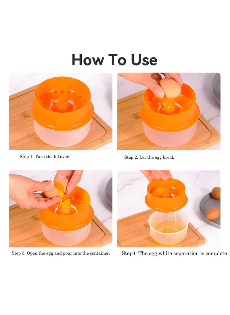 Egg White Separator Eggs Yolk Separators Multi-Eggs White Yolk Filter 5-6 Eggs Divider,Saves Time Chicken Baking Tools,Orange