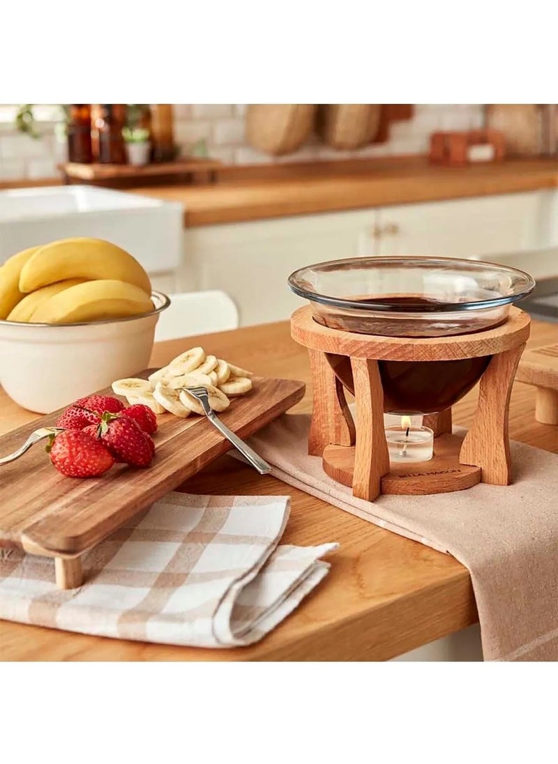 Choco Fondue Set (14x17 CM) | Wooden Design, Compact and Durable