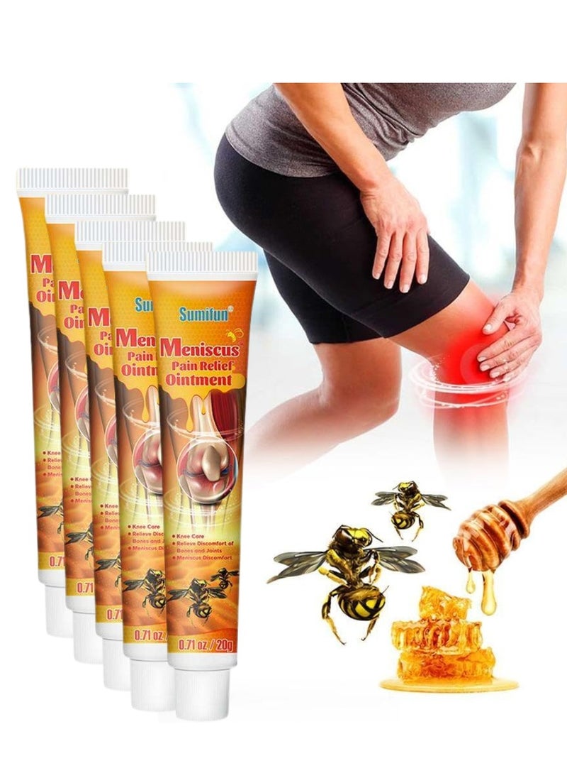 5 Pcs Combo Meniscus Pain Relief Ointment Cream Joint Arthritis Pain Relief Cream Knee Care Bee Venom Cream for Joint Care Treatment Gel Cream Bee Venom Joint & Muscle Pain Relief Cream 5x20g