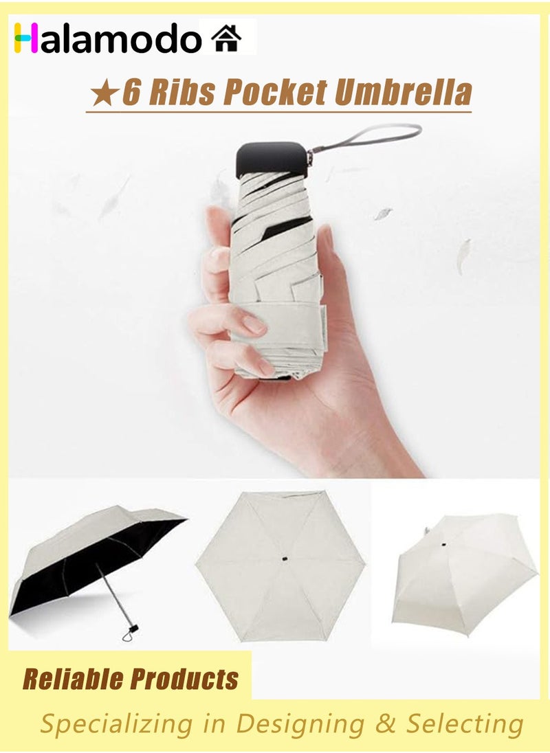 Mini Travel Umbrella, Mini Windproof Folding Travel Umbrella, Portable Lightweight Compact Parasol, with 95% UV Protection for Rain and Sun, Popular Style Umbrella for Men and Women