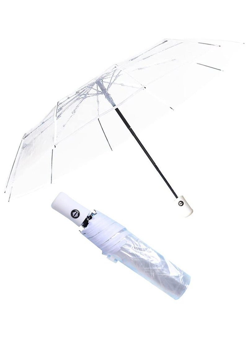 Folding Umbrellas Travel Umbrella, Transparent Umbrella Pocket Umbrella, Portable Compact Protection, Small Light Weight Waterproof, Rain and Sun Umbrella Elegant Umbrella In Transparent