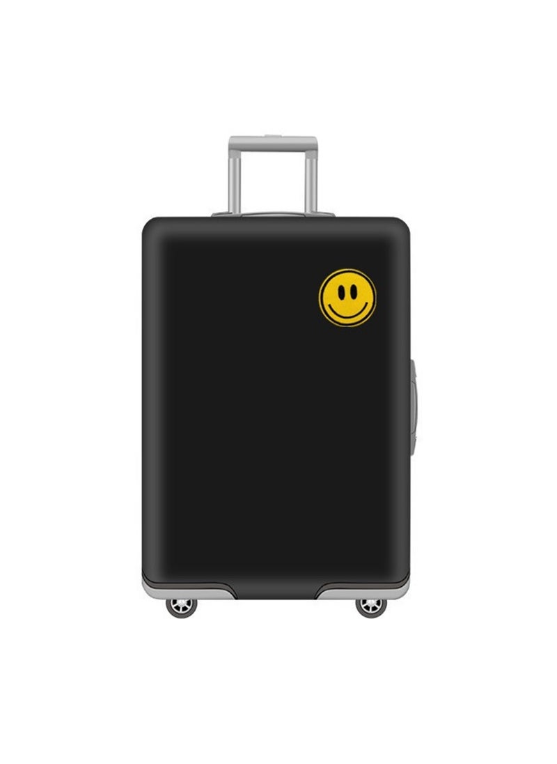 S Thickened Luggage Cover, Black Smiley Face High Quality Travel Luggage Protective Cover, Suitable For Wheeled Suitcases, Waterproof, Dustproof, Scratch-Resistant Luggage Cover