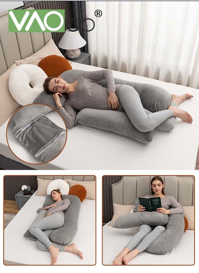 Pregnancy Pillows for Sleeping U Shaped Full Body Maternity Pillow with Removable Cover Support for Back Legs Belly Hips for Pregnant Women Pregnancy Pillow for Women Grey