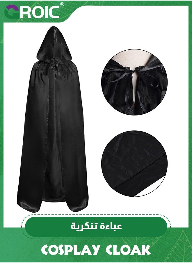 Cloak with Hood,Full Length Robe,Cosplay Cloak,Medieval Cowl Hat,Cosplay Accessory,Cosplay Costumes Men Women Unisex Witch Cowl Hat Black,Role-playing Props,Role Play Costume Dress-Up