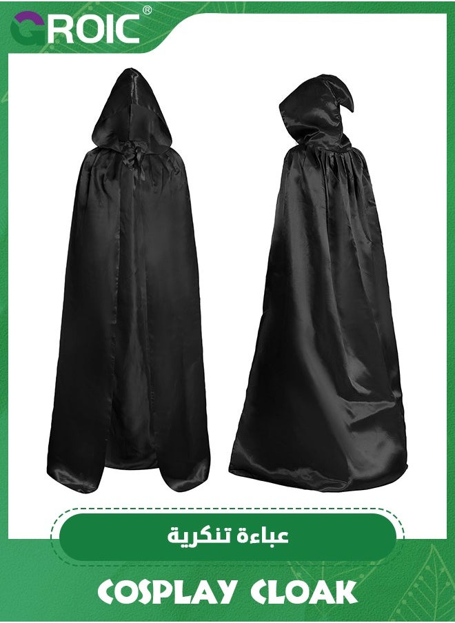 Cloak with Hood,Full Length Robe,Cosplay Cloak,Medieval Cowl Hat,Cosplay Accessory,Cosplay Costumes Men Women Unisex Witch Cowl Hat Black,Role-playing Props,Role Play Costume Dress-Up