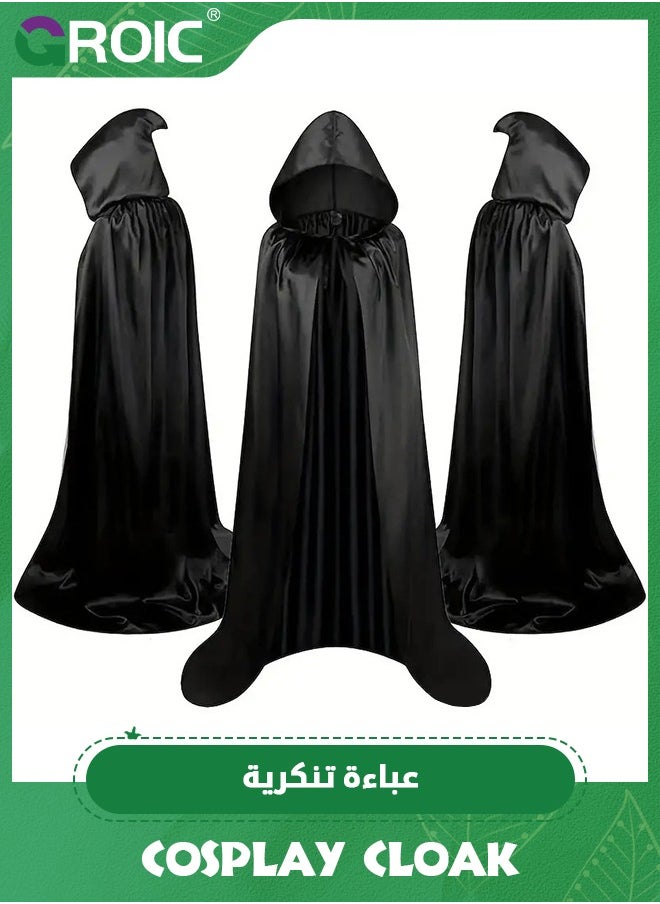 Cloak with Hood,Full Length Robe,Cosplay Cloak,Medieval Cowl Hat,Cosplay Accessory,Cosplay Costumes Men Women Unisex Witch Cowl Hat Black,Role-playing Props,Role Play Costume Dress-Up