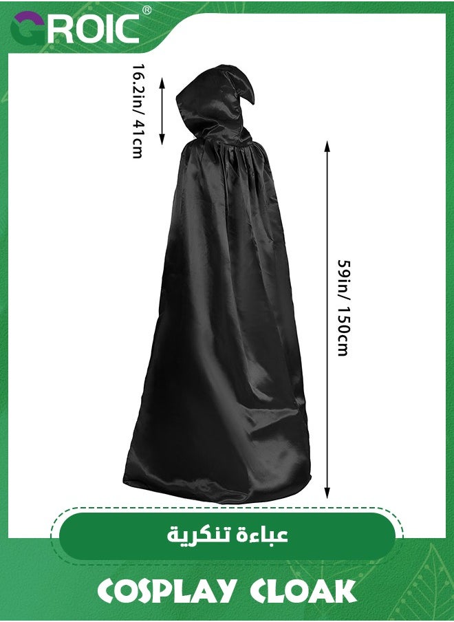 Cloak with Hood,Full Length Robe,Cosplay Cloak,Medieval Cowl Hat,Cosplay Accessory,Cosplay Costumes Men Women Unisex Witch Cowl Hat Black,Role-playing Props,Role Play Costume Dress-Up