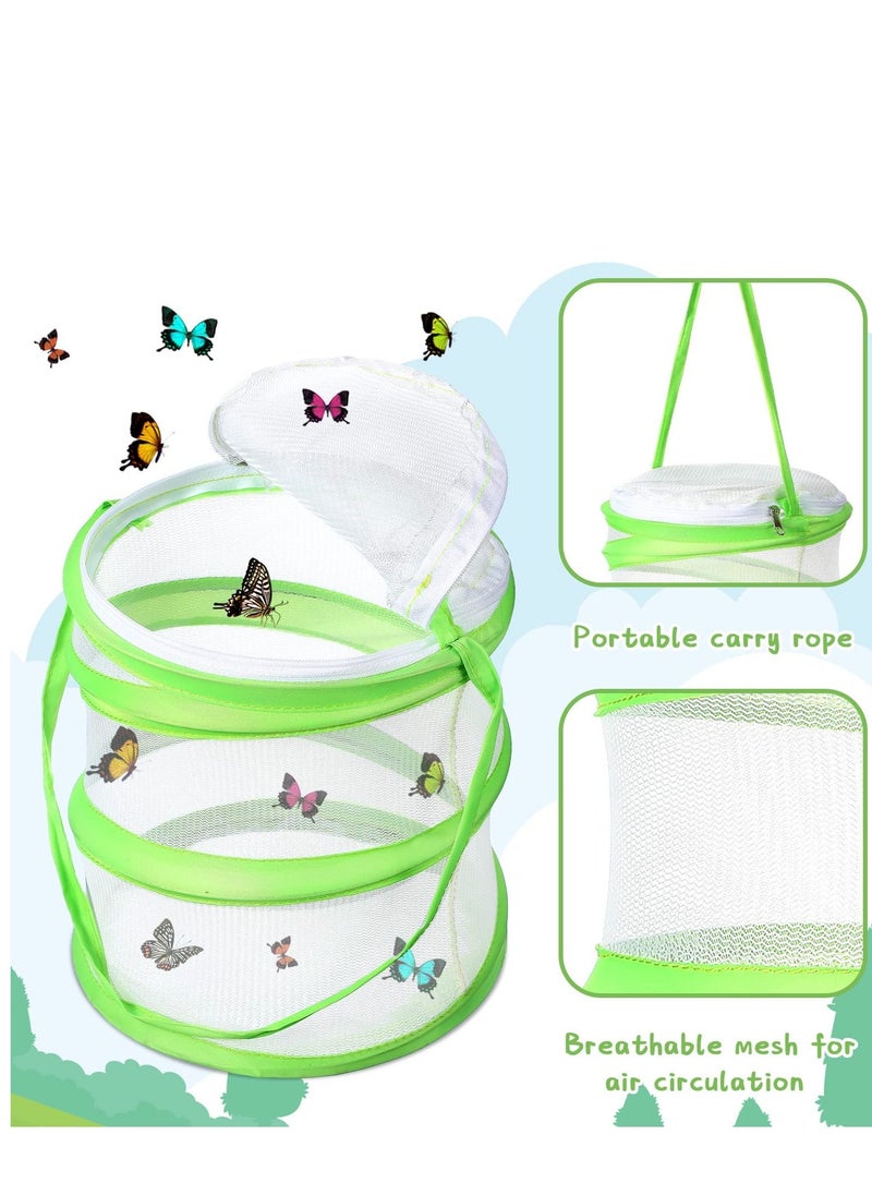 4 Pcs Butterfly Habitat Cage Bulk, Insect Butterfly Net Giant Collapsible Insect Mesh Cage Terrarium Pop-up Clear Mesh Caterpillars Habitat Cage with Zipper Door(5.51 x 7.09 Inch)