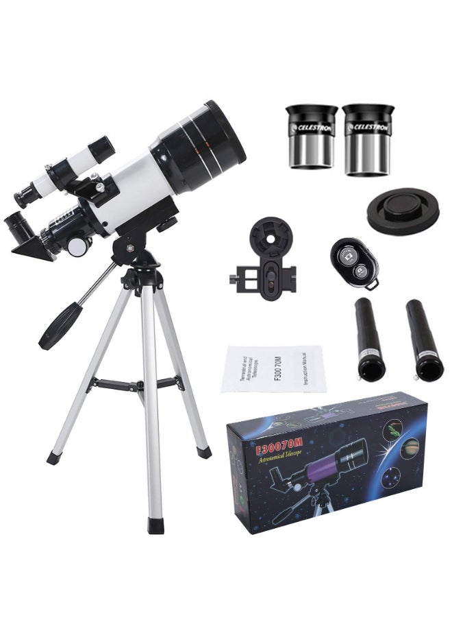 Portable 70mm Aperture Refracting Telescope – Fully Multi-Coated Optics with Tripod, Phone Adapter, and Carrying Case for Beginners