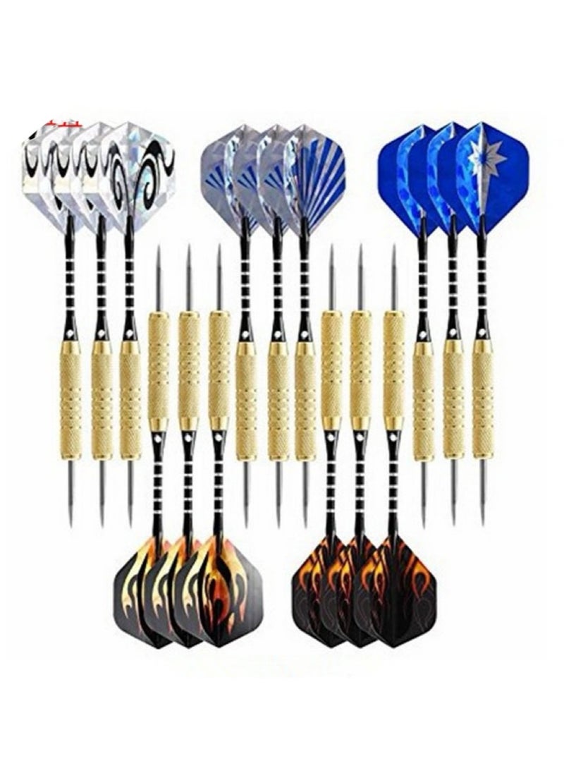 15 PCS Steel Tip Darts Set - Professional Darts Steel Tip for Dartboard with Brass Barrels