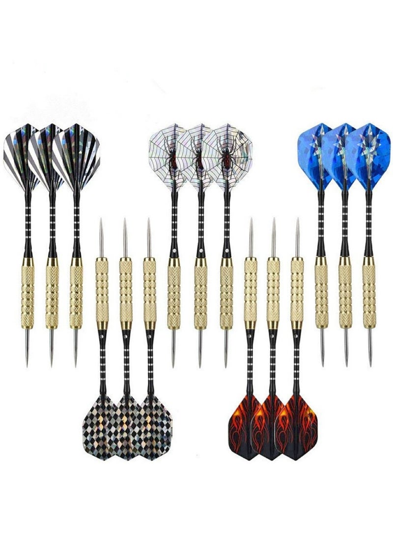 15 PCS Steel Tip Darts Set - Professional Darts Steel Tip for Dartboard with Brass Barrels