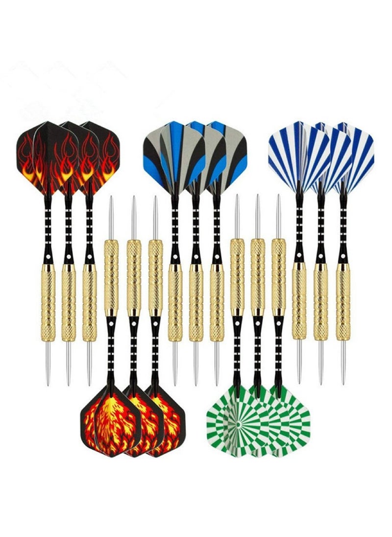 15 PCS Steel Tip Darts Set - Professional Darts Steel Tip for Dartboard with Brass Barrels