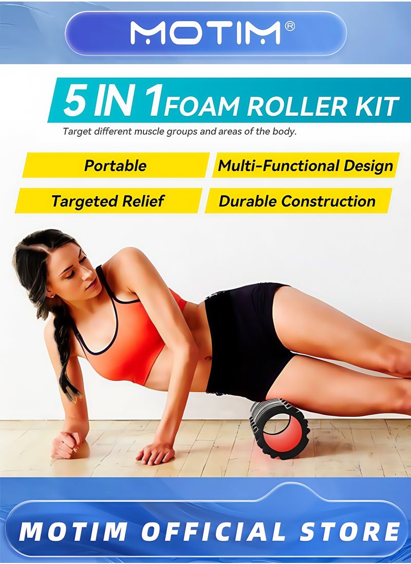 5-in-1 Foam Roller Set for Physical Therapy Heavy Duty Yoga Exercise and Massager