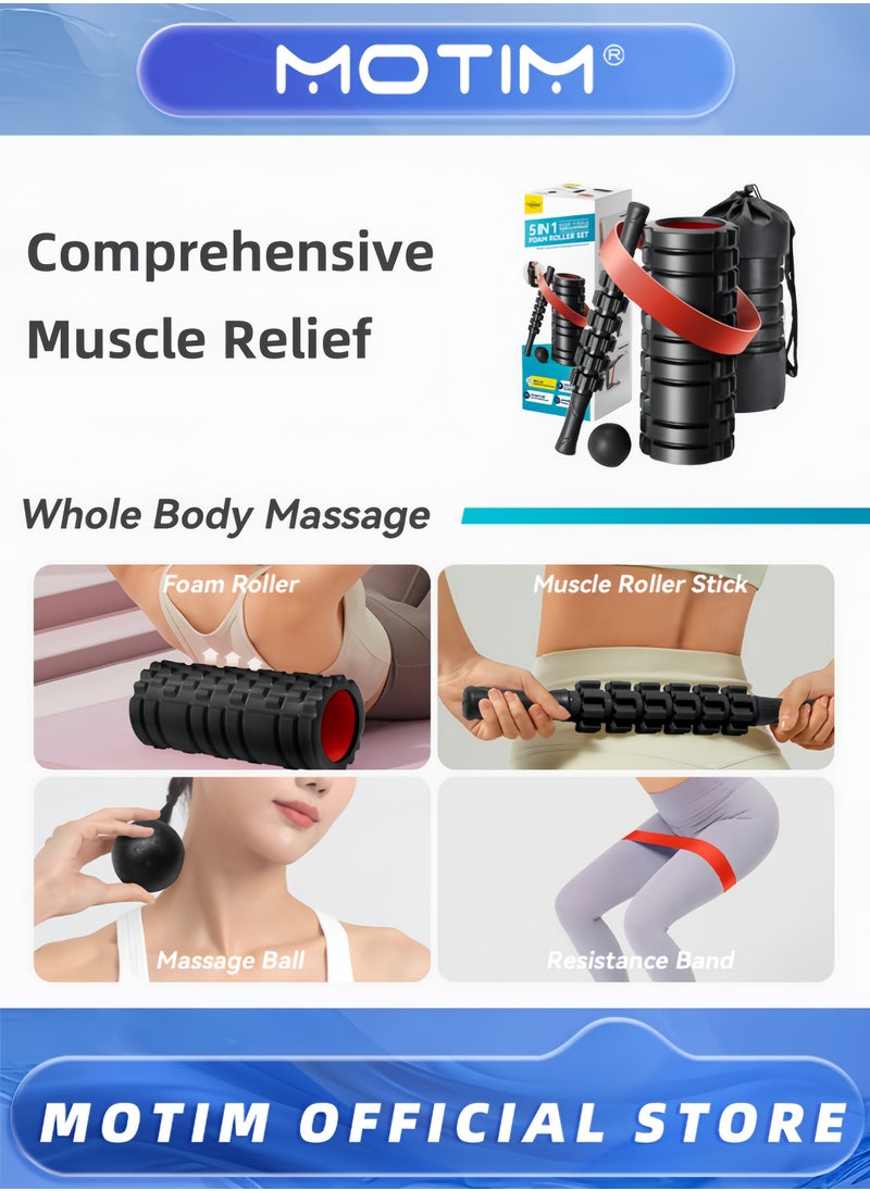 5-in-1 Foam Roller Set for Physical Therapy Heavy Duty Yoga Exercise and Massager