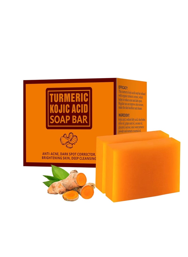 Koji Acid Soap for Dark Spots Turmeric Soap for Face and Body Kojic Acid Soap Skin Brightening Tumeric Soap for Acne Dark Spots Hand Soap Bar Acne Curcuma Soap for Blemishes Pimples Face Wash 200g/7OZ