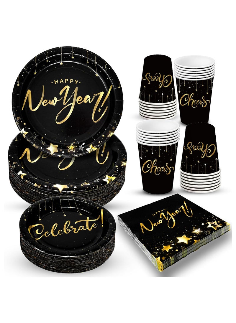 KatchOn, New Years Eve Plates and Napkins - 68 Pieces, Serve 16 | Happy New Year Plates and Napkins, New Years Eve Party Supplies 2025 | New Years Plates and Napkins, Happy New Years Decorations 2025