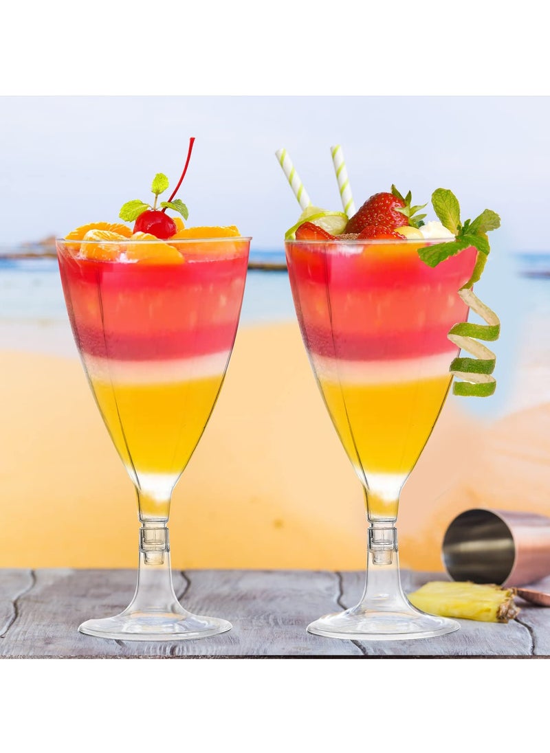 Clear Dessert Cups with Spoons, Plastic Wine Glasses, 7 oz Plastic Champagne Flutes Cocktail Glasses Mousse Cups, Reusable Stemmed Cups for Champagne, Parfait, Dessert, and Appetizer(50 Packs)