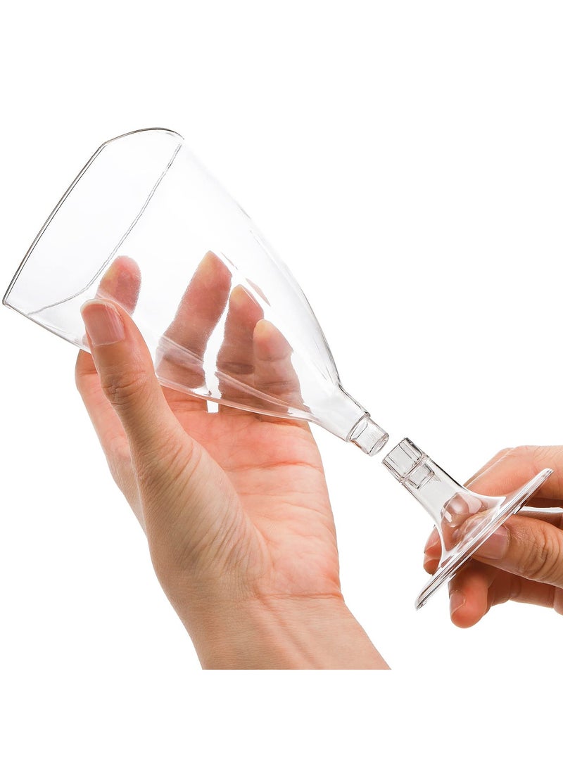 Clear Dessert Cups with Spoons, Plastic Wine Glasses, 7 oz Plastic Champagne Flutes Cocktail Glasses Mousse Cups, Reusable Stemmed Cups for Champagne, Parfait, Dessert, and Appetizer(50 Packs)