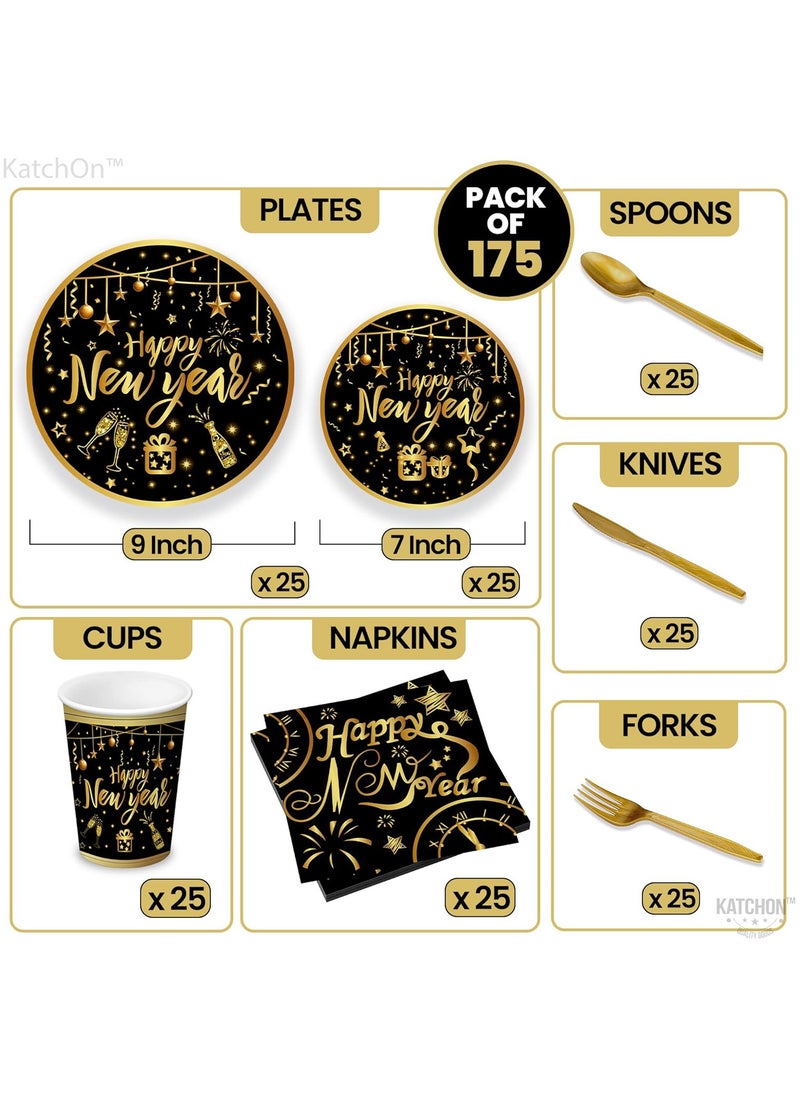 New Years Eve Plates and Napkins Set - Serves 25 Guest | Happy New Years Tableware