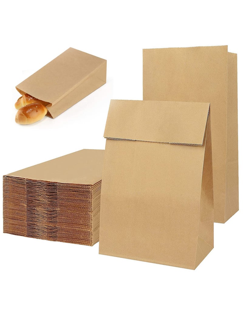 50 Pcs Brown Paper Lunch Bag 4lb Small Sandwich Kraft Paper Bags Strong & Durable:15.5x10x30cm, Paper Food Bags, Paper Lunch Bags, Kraft Paper, Sweet Bags Without Handles for Wedding Birthday Party