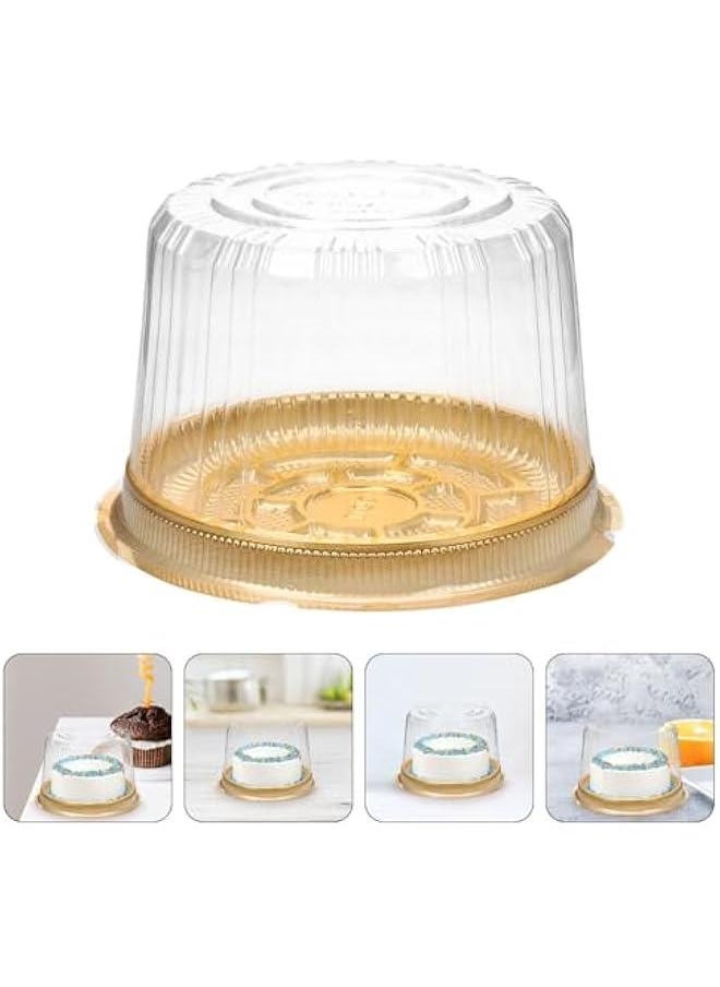 Plastic Cake Container with Lid 50pcs 4inch Disposable Cake Carrier with Clear Dome Lid Round Takeout Food Display Box Bakery Cake Holder Dessert Platter for Cupcake Mousse Transport