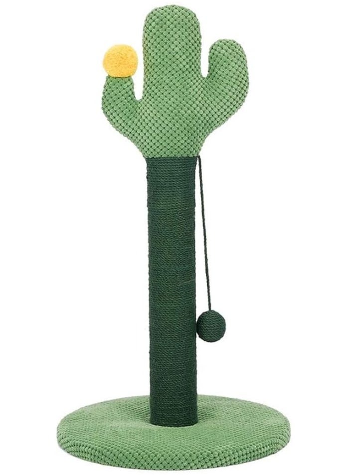 Cat Scratching Post for Kittens Adult Cats, Jute Scratch Pole Cactus Cat Claw Scratcher with a Hanging Jute Ball