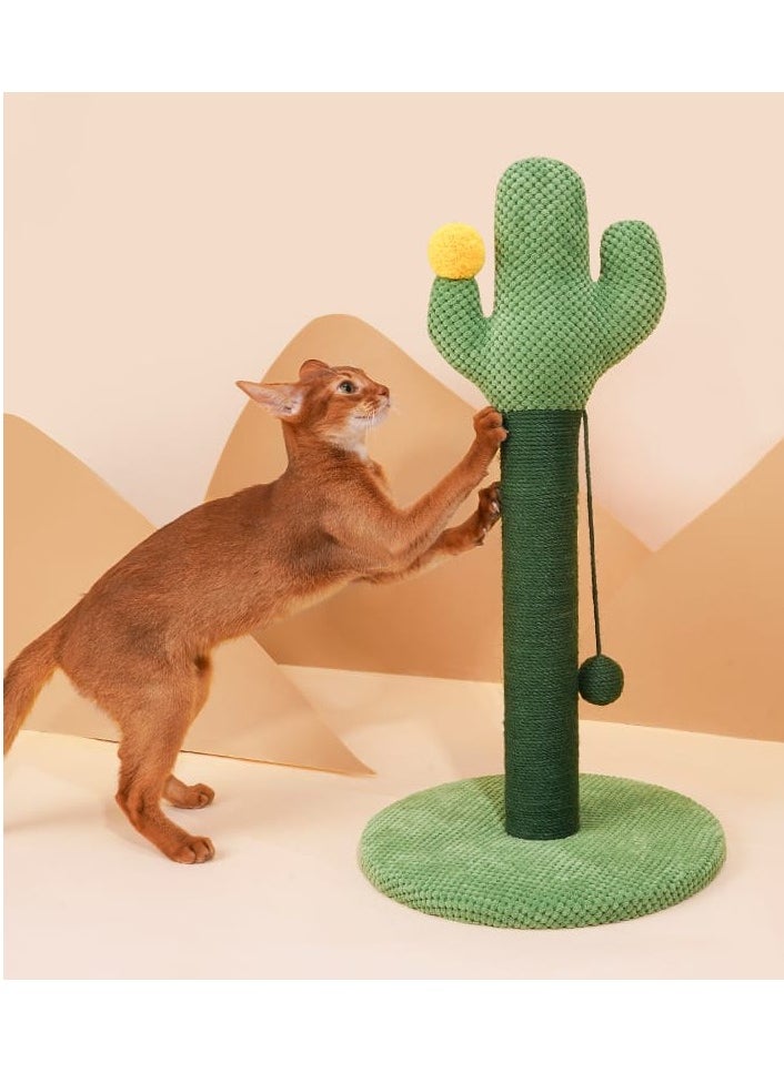 Cat Scratching Post for Kittens Adult Cats, Jute Scratch Pole Cactus Cat Claw Scratcher with a Hanging Jute Ball