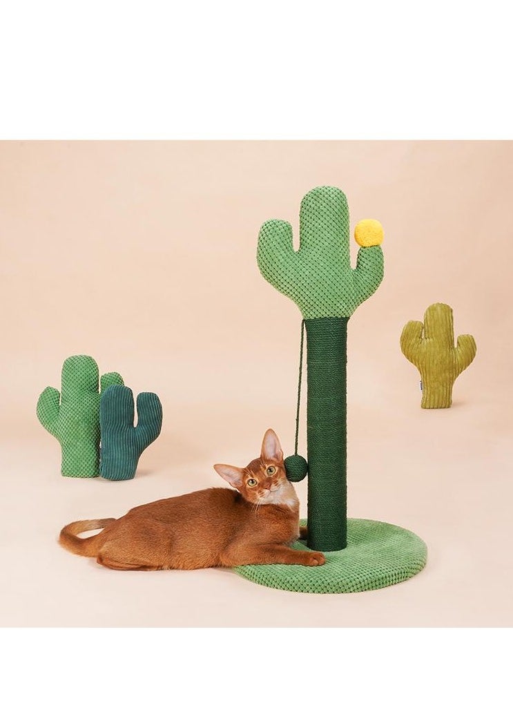 Cat Scratching Post for Kittens Adult Cats, Jute Scratch Pole Cactus Cat Claw Scratcher with a Hanging Jute Ball