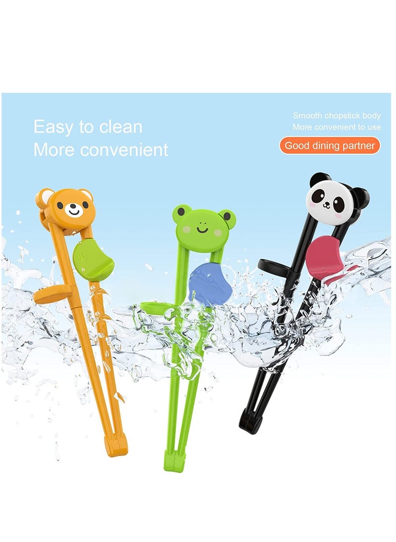 Kids Chopsticks Training  3 Pairs Cartoon Reusable Chopsticks Set Right Learning Chopsticks for Children Beginners Right or Left Handed Bear Frog Panda