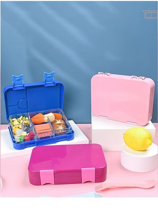 Square Sealed Lattice Portable Lunch Box Blue