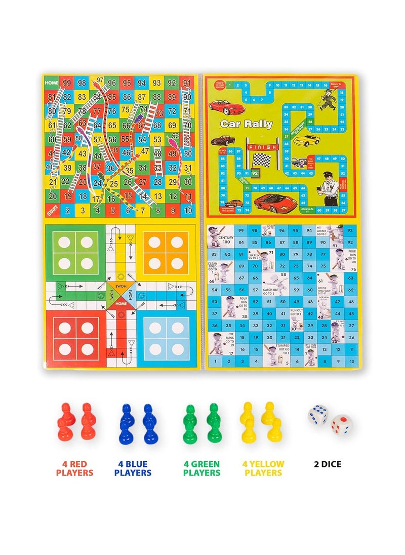 Ratna's Business JR. Coins 5 in 1 Board Game Set | Includes Games Like business, Snake and Ladders, Ludo, Car Rally, and Cricket | Perfect for Kids & Adults 2-4 Players