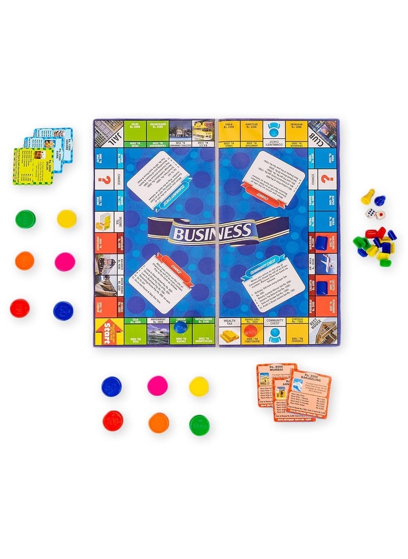 Ratna's Business JR. Coins 5 in 1 Board Game Set | Includes Games Like business, Snake and Ladders, Ludo, Car Rally, and Cricket | Perfect for Kids & Adults 2-4 Players