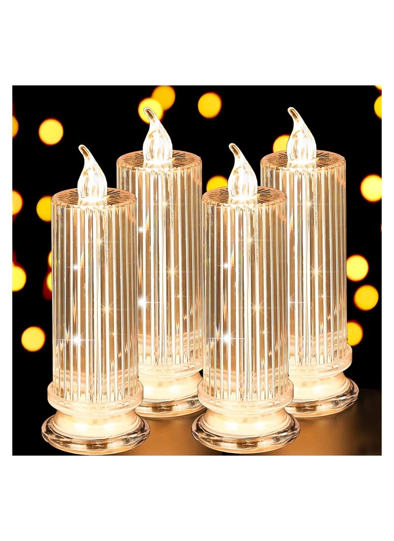 4 PCS Flameless Candles LED Clearance Pillar Candle Battery Operated Batteries included Realistic Fake Electronic Candles for Christmas Bedroom Birthday Wedding Decorations D:2.5