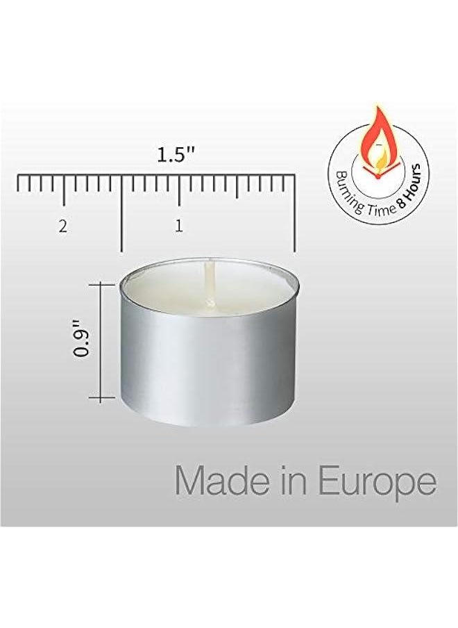 HomeLights Tealight Candles - 8 Hour Long time Burning, Giant 100,200,300 Packs -White Votive Smokeless European Tea Light Unscented Candles for Shabbat, Weddings, Christmas,Home Decorative -200 Pac