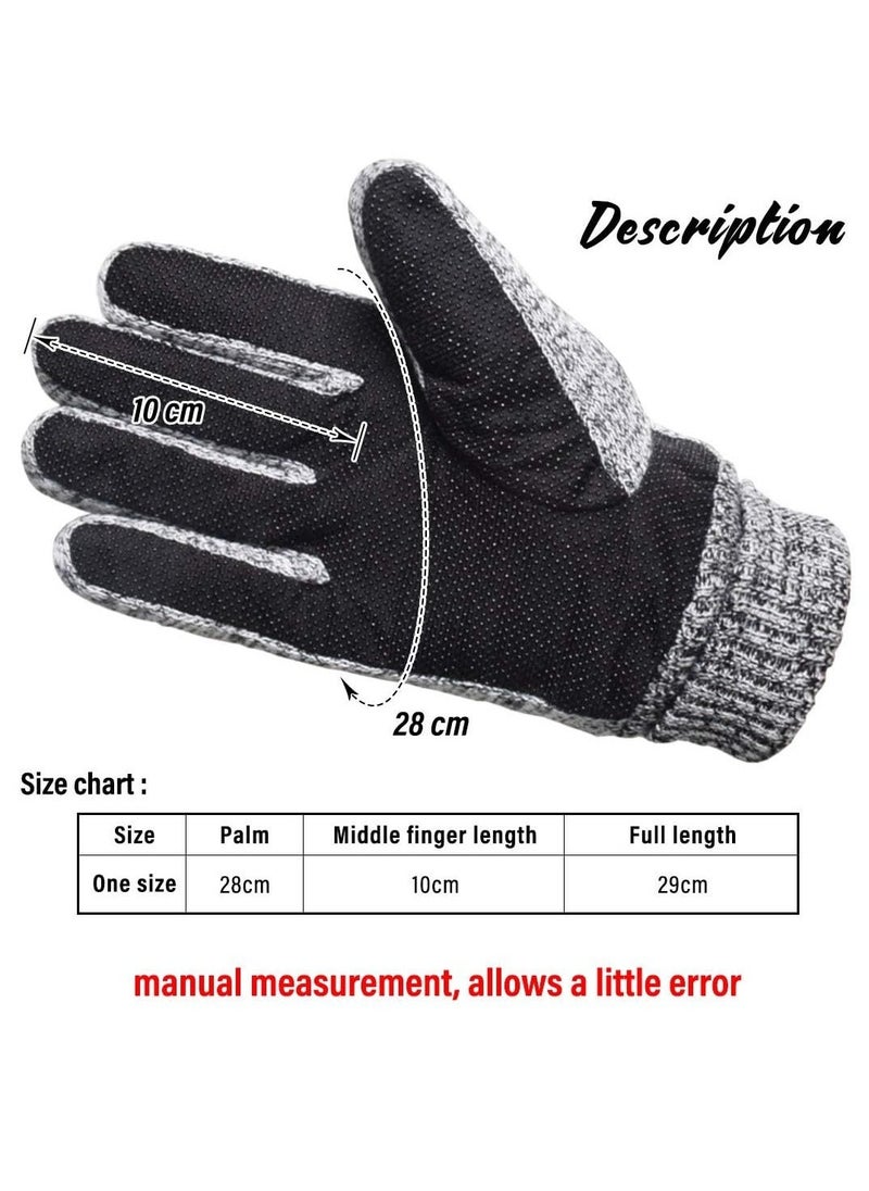 Men's Leather Thermal Gloves - Winter Thick Warm Fleece Lined, Windproof Cold Proof, Touchscreen Compatible, Ideal for Cycling, Driving, Running, Camping, Hiking