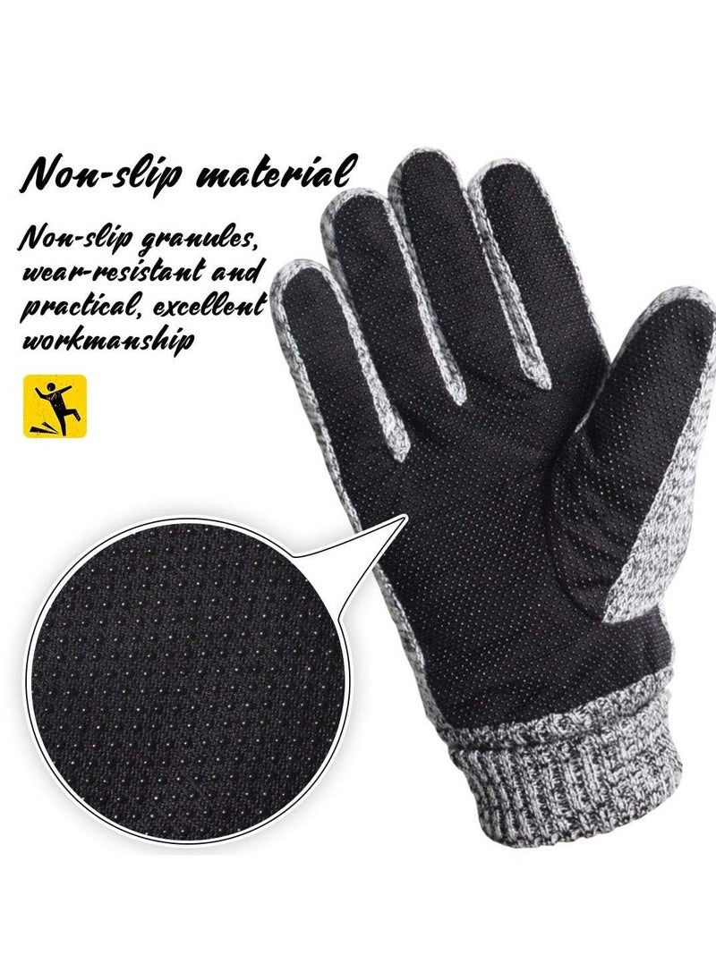 Men's Leather Thermal Gloves - Winter Thick Warm Fleece Lined, Windproof Cold Proof, Touchscreen Compatible, Ideal for Cycling, Driving, Running, Camping, Hiking