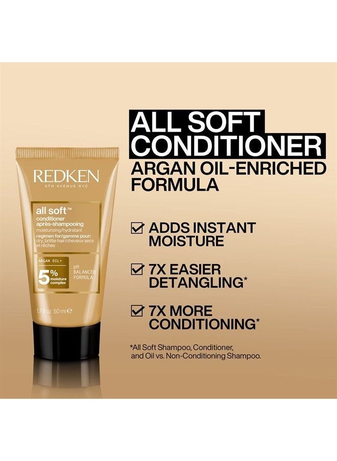 Redken All Soft Argan Oil Conditioner | For Dry / Brittle Hair | Moisturizes & Provides Intense Softness | With Argan Oil | Travel Size | 1 Fl Oz