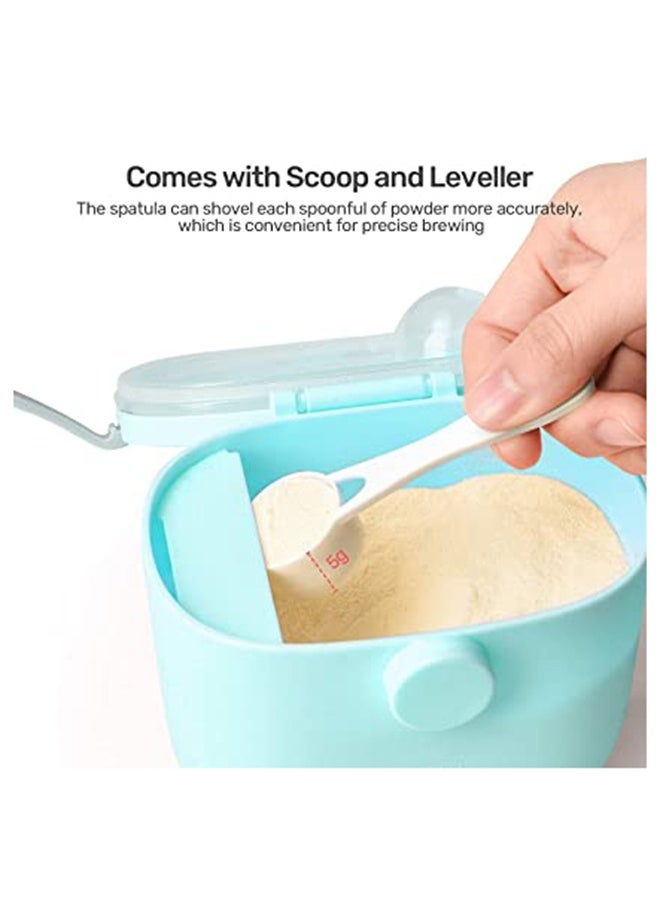 Large Capacity Compact Baby Milk Powder Container With Scoop And Leveller-Blue