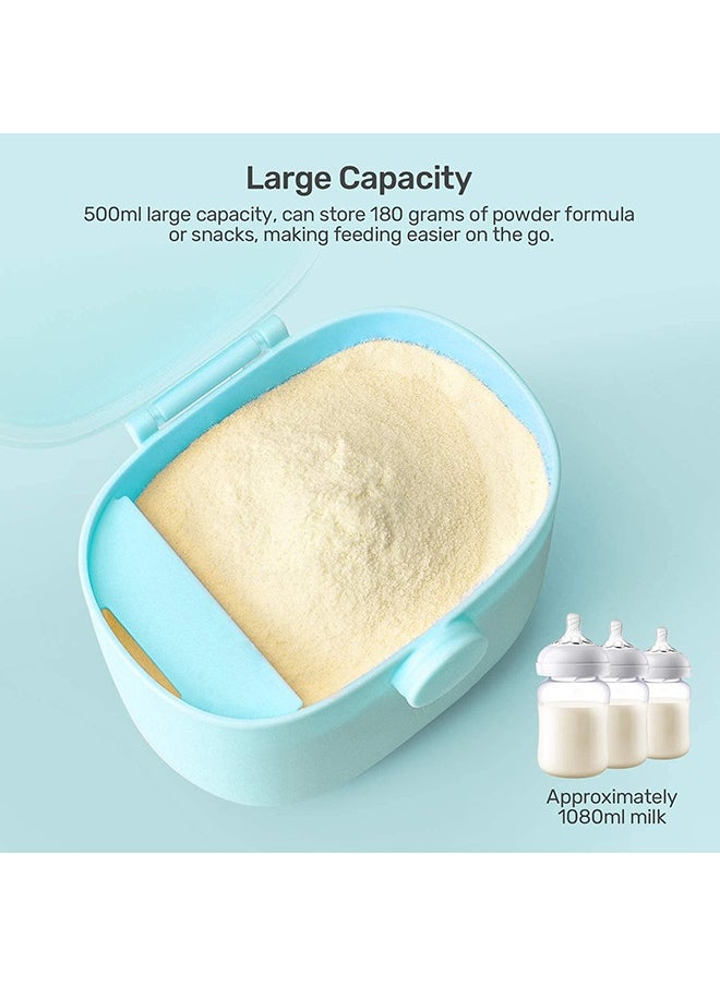 Large Capacity Compact Baby Milk Powder Container With Scoop And Leveller-Blue