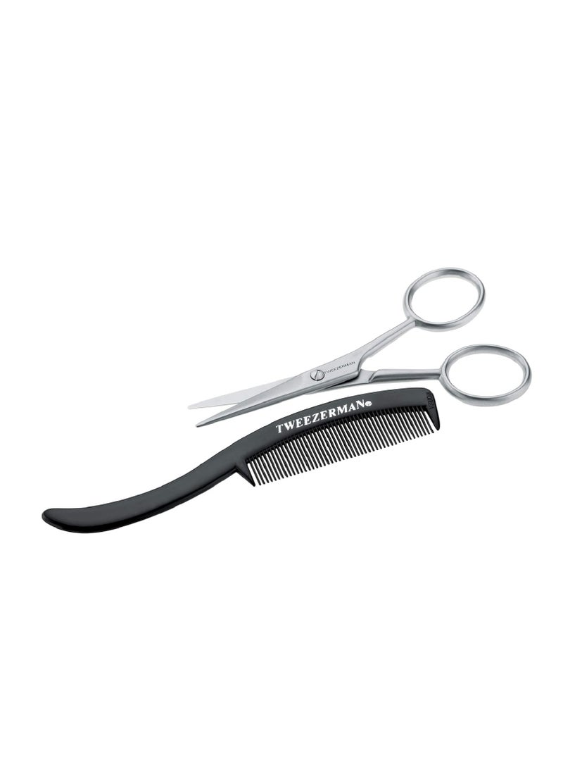 Tweezerman G.E.A.R. Moustache Scissors and Comb Model No. 72031-MG, Black