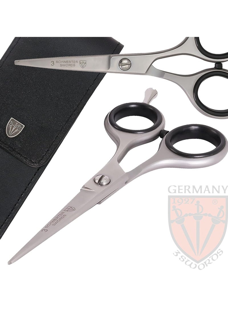 3 Swords Germany – professional BEARD MUSTACHE HAIR SCISSORS, stainless steel, straight blade, sharp, with black case